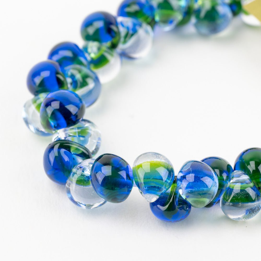 Teardrop Beads - Neptune's Ember - Handmade Glass Beads - Unicorne Beads
