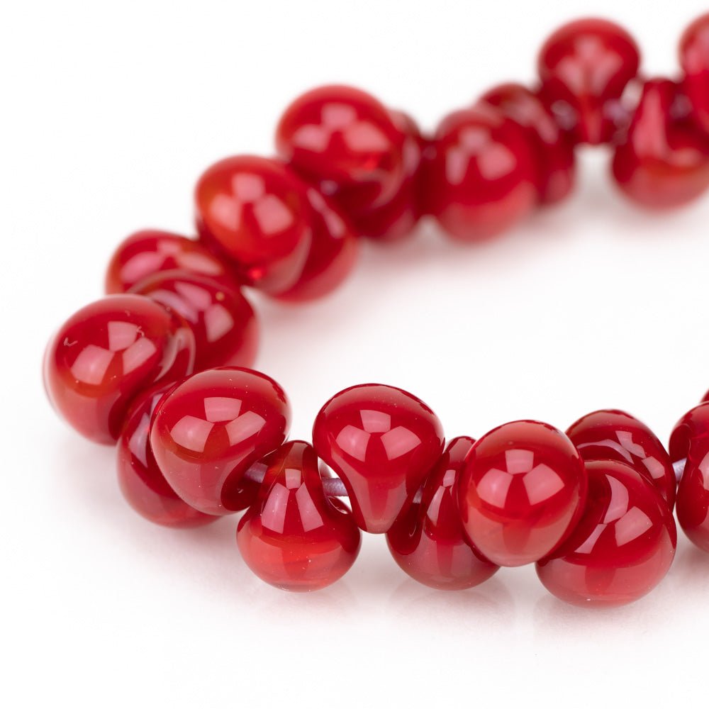 Teardrop Beads - Red Pepper - Handmade Glass Beads - Unicorne Beads
