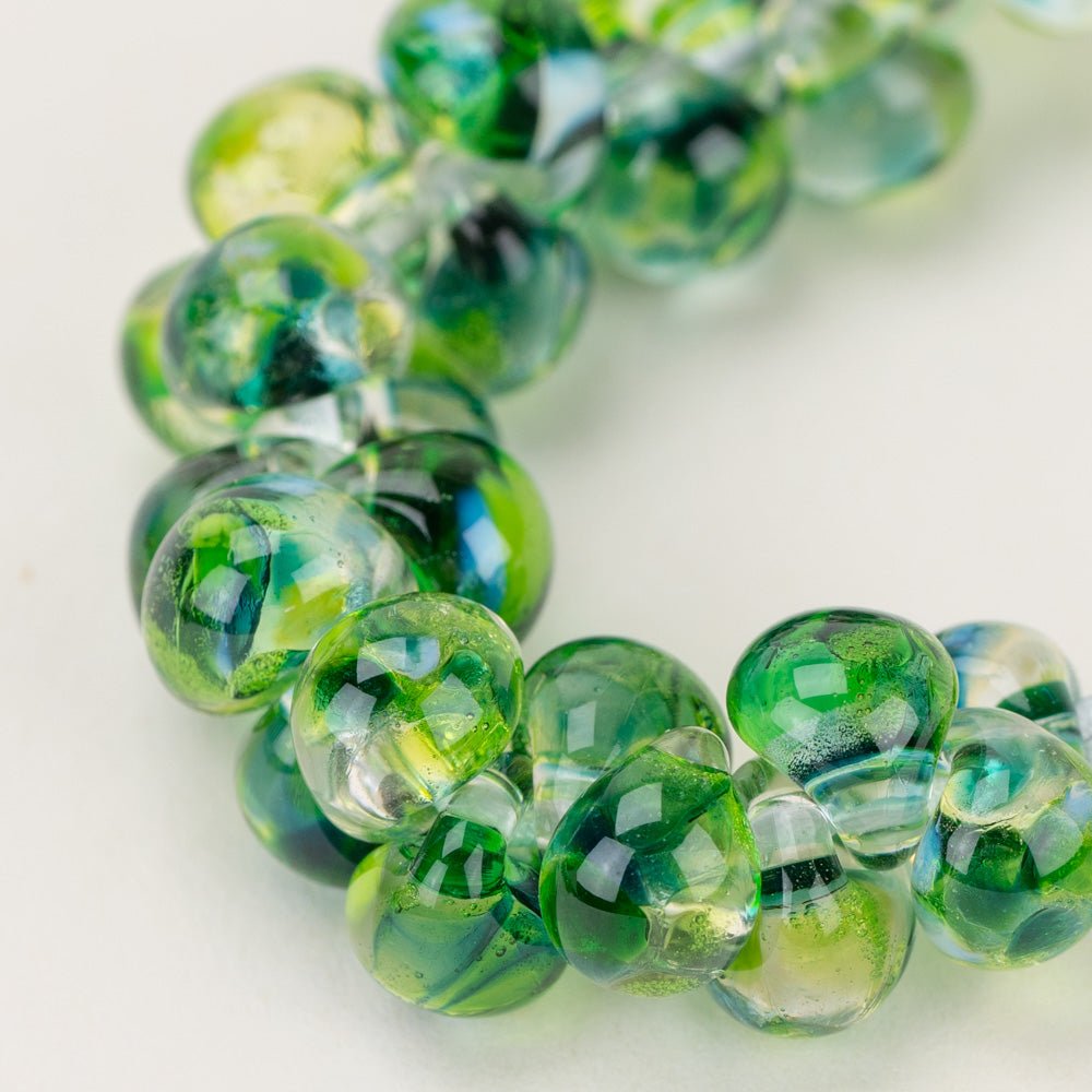 Teardrop Beads - Shamrock - Handmade Glass Beads - Unicorne Beads
