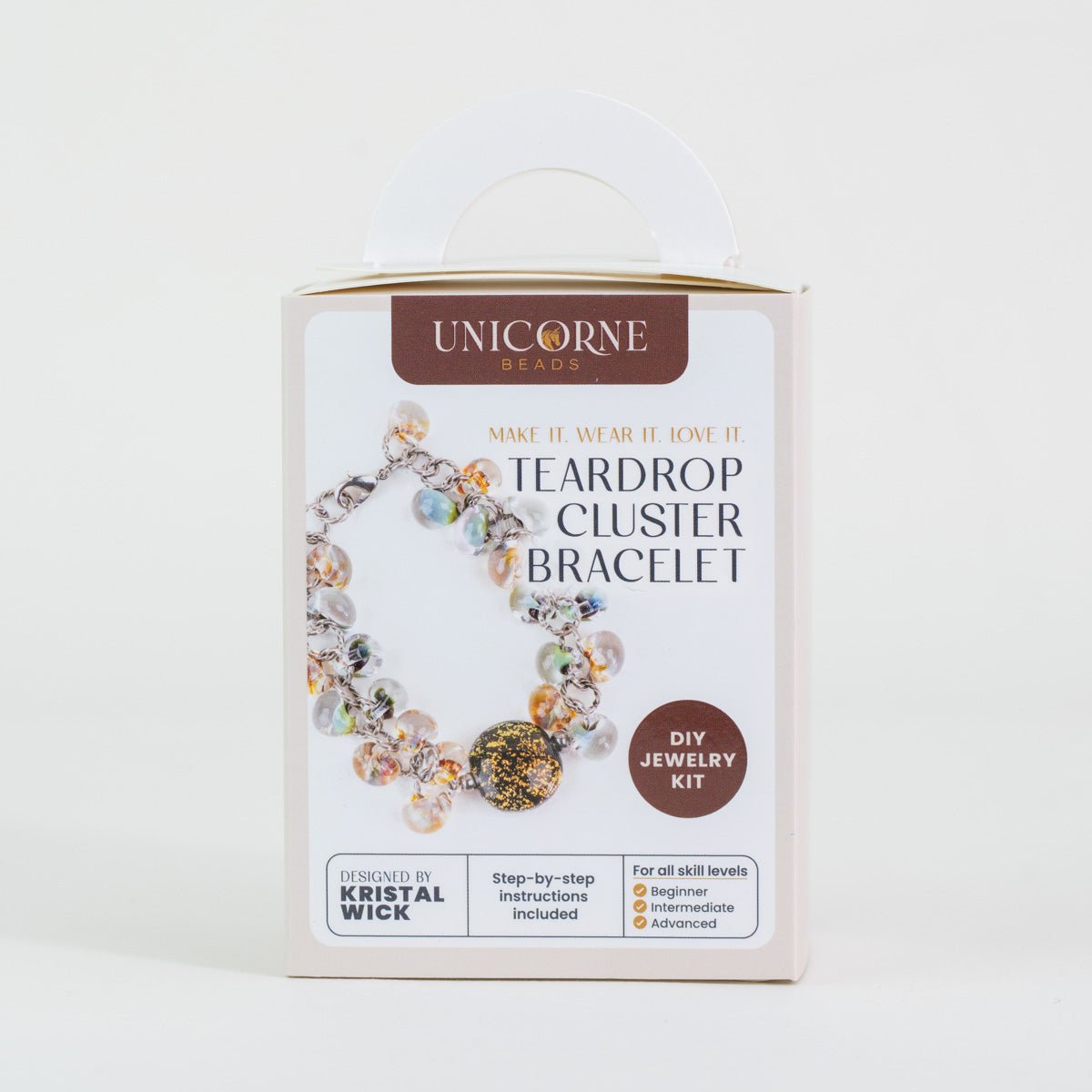 Teardrop cluster bracelet DIY kit in the Moss and Ember color palette