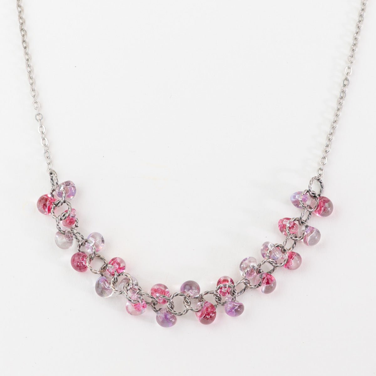 Teardrop cluster necklace DIY kit in the Berry Blossom color palette