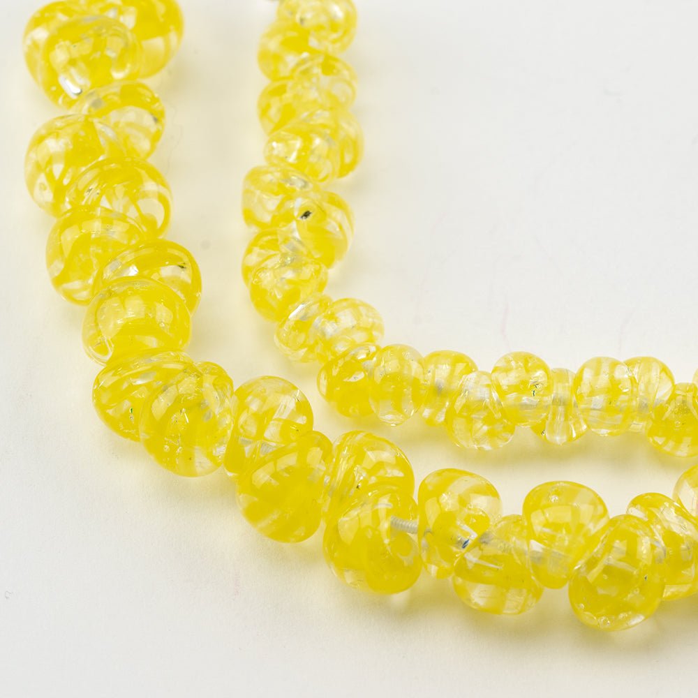 Teardrop Grouping - Daisy Yellow (2 Strands) - Handmade Glass Beads - Unicorne Beads