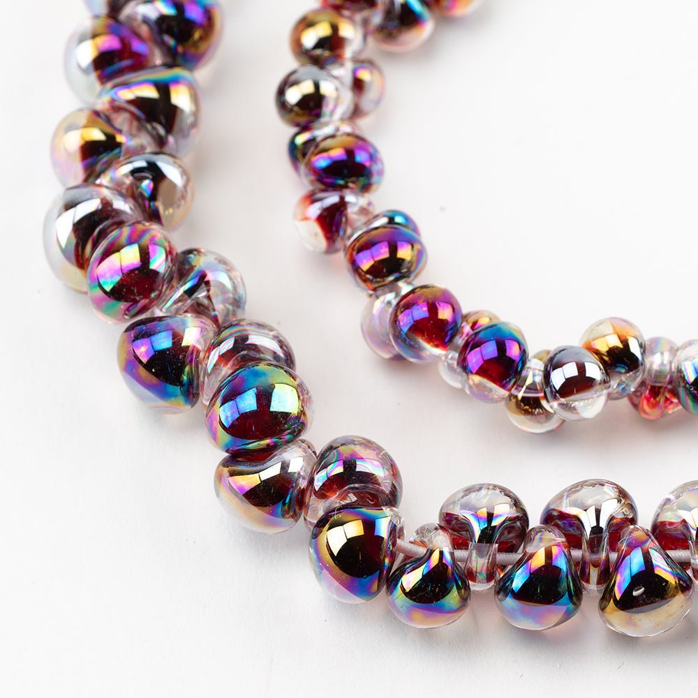Teardrop Grouping - Dark Rainbow (2 Strands) - Handmade Glass Beads - Unicorne Beads