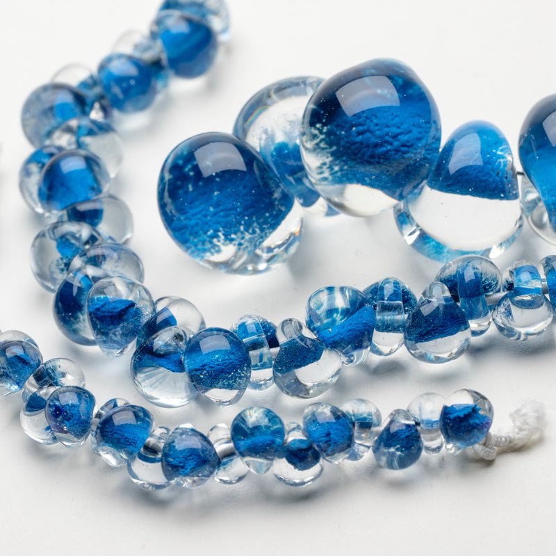 Teardrop Grouping - Deja Blue (3 Strands) - Handmade Glass Beads - Unicorne Beads