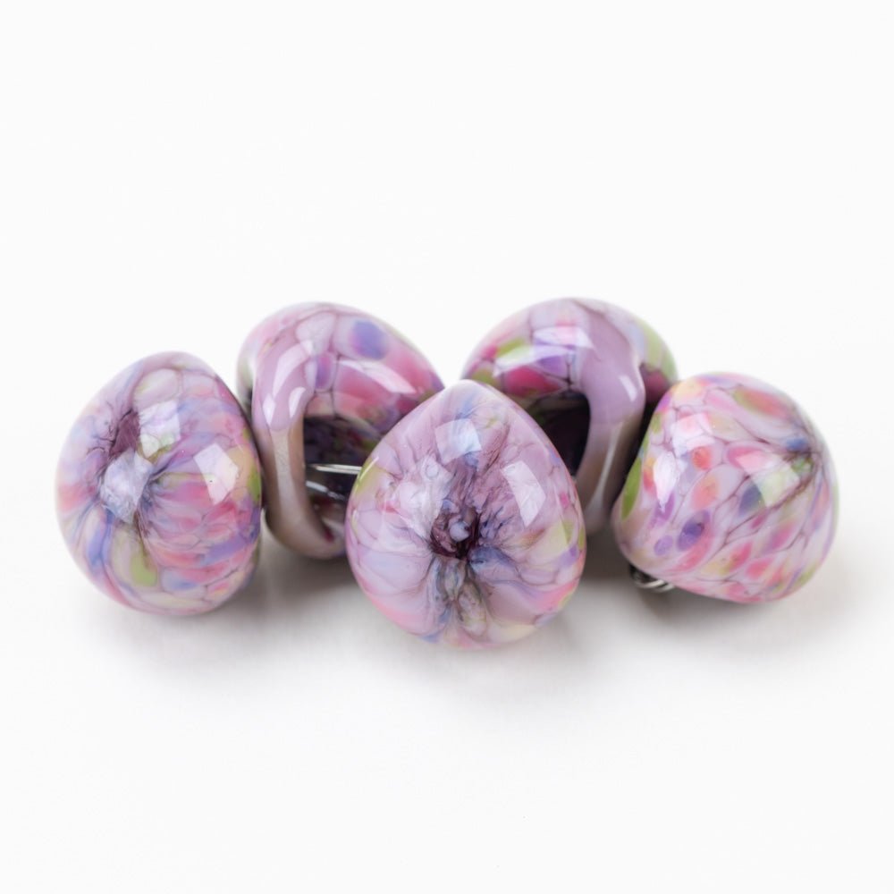 Teardrop - Jumbo - Marbled Lavender - Handmade Glass Beads - Unicorne Beads