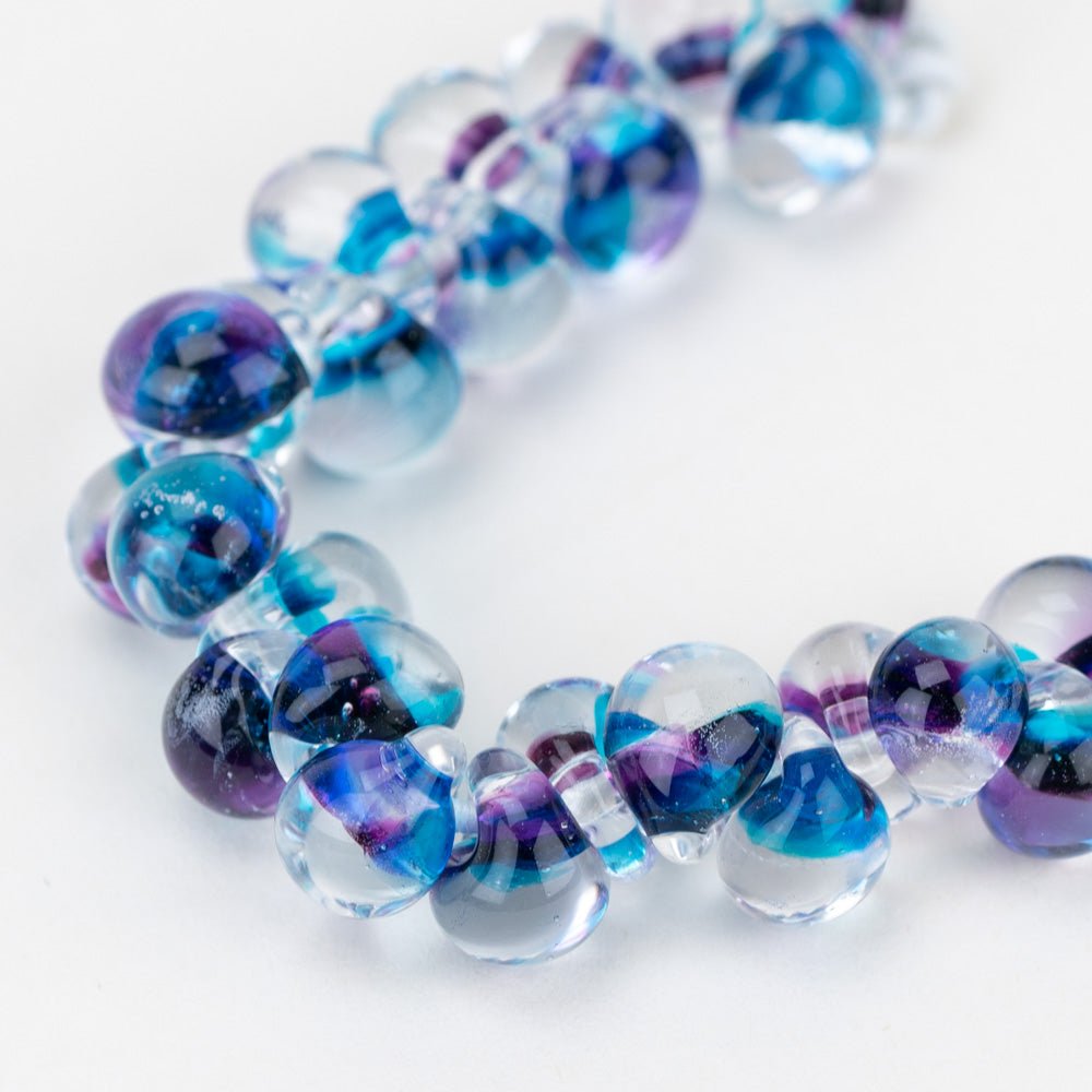 Teardrop - Mini - Berry Blast - Handmade Glass Beads - Unicorne Beads
