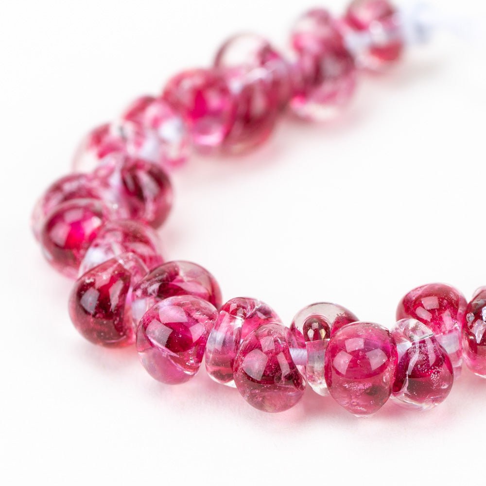 Teardrop - Mini - Festive Fuchsia - Handmade Glass Beads - Unicorne Beads
