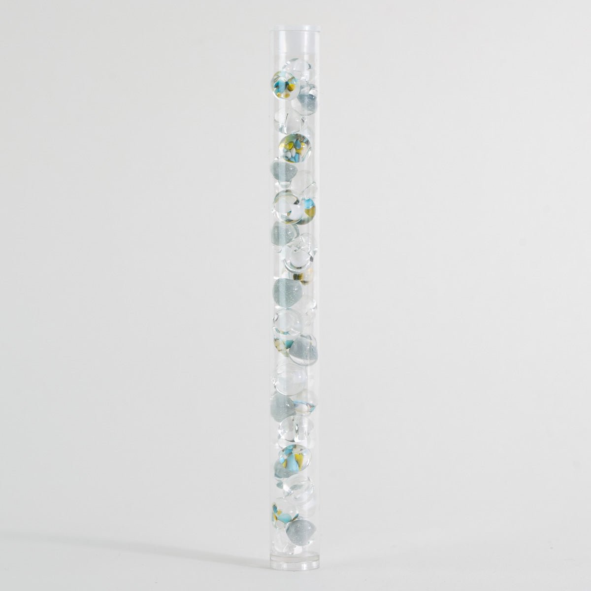 Cloud inspired glass bead palette with clear, white, and pale blue teardrop beads