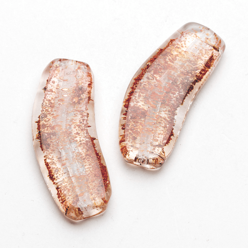 Banana Beads - Gold Rush (2 beads) - Handmade Glass Beads - Unicorne Beads