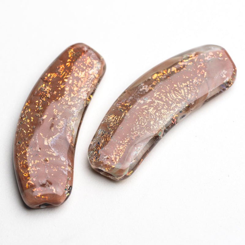 Banana Beads - Strawberry Cream (2 beads) - Handmade Glass Beads - Unicorne Beads