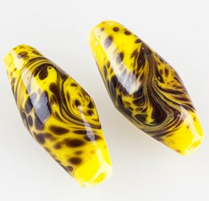 Bicone - Mini Series - Creme Brulee (2 beads) - Handmade Glass Beads - Unicorne Beads