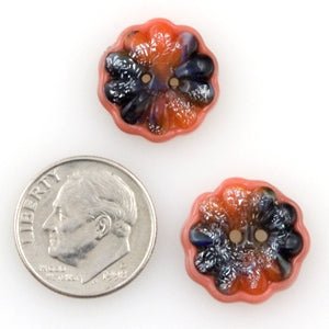 Daisy Buttons - Monarch - Small - Handmade Glass Beads - Unicorne Beads