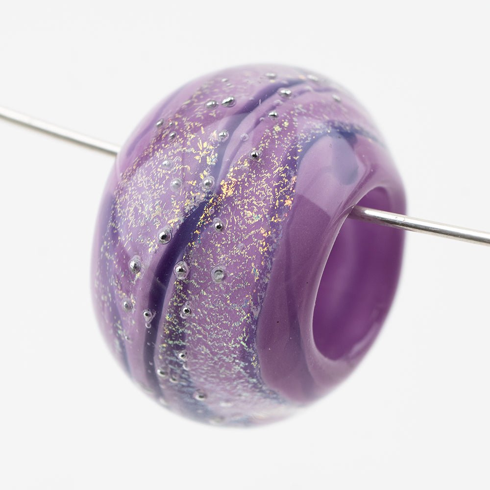 Donut Bead - Silver Series - Large - Mystic Lavender - Handmade Glass Beads - Unicorne Beads
