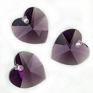 Heart - 10.3 x 10 mm - Amethyst (3 pcs) - Handmade Glass Beads - Unicorne Beads