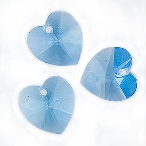 Heart - 10.3 X 10 mm - Aquamarine (3 pcs) - Handmade Glass Beads - Unicorne Beads
