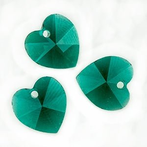 Heart - 10.3 x 10 mm - Emerald (3 pcs) - Handmade Glass Beads - Unicorne Beads