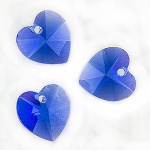 Heart - 10.3 x 10 mm - Sapphire (3 pcs) - Handmade Glass Beads - Unicorne Beads