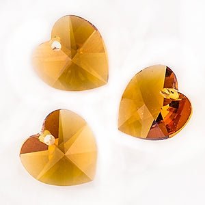 Heart - 10.3 X 10 mm - Topaz (3 pcs) - Handmade Glass Beads - Unicorne Beads