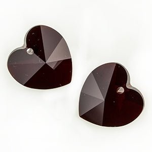 Heart - 14.4 X 14 mm - Garnet (2 pcs) - Handmade Glass Beads - Unicorne Beads