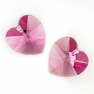 Heart - 14.4 X 14 mm - Rose (2 pcs) - Handmade Glass Beads - Unicorne Beads