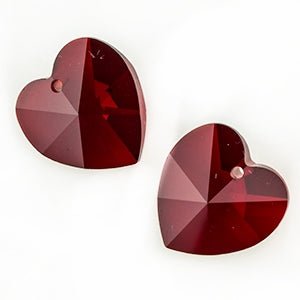 Heart - 14.4 X 14 mm - Siam (2 pcs) - Handmade Glass Beads - Unicorne Beads