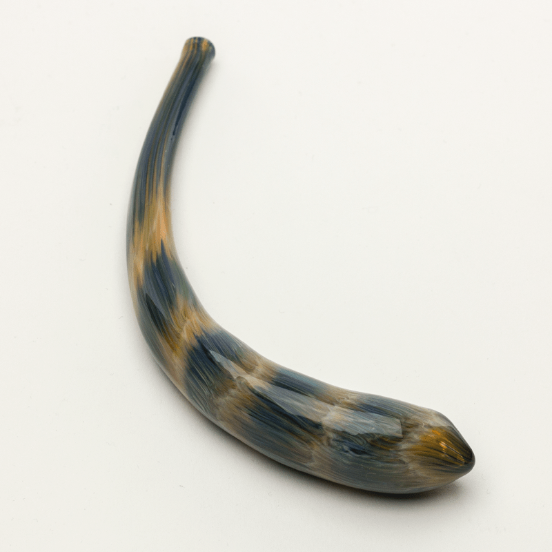 Hollow Crescent Tube - Large - Blue Parot - Handmade Glass Beads - Unicorne Beads