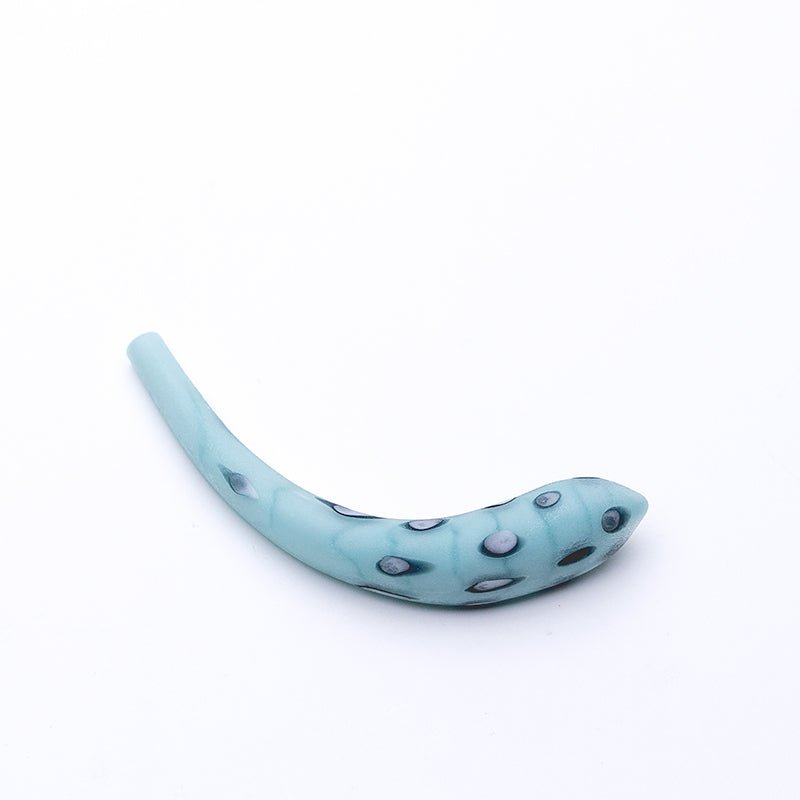 Hollow Crescent Tube - Small - Matte - Aqua - Handmade Glass Beads - Unicorne Beads
