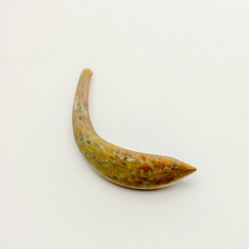 Hollow Crescent Tube - Small - Matte - Earthy Brown - Handmade Glass Beads - Unicorne Beads