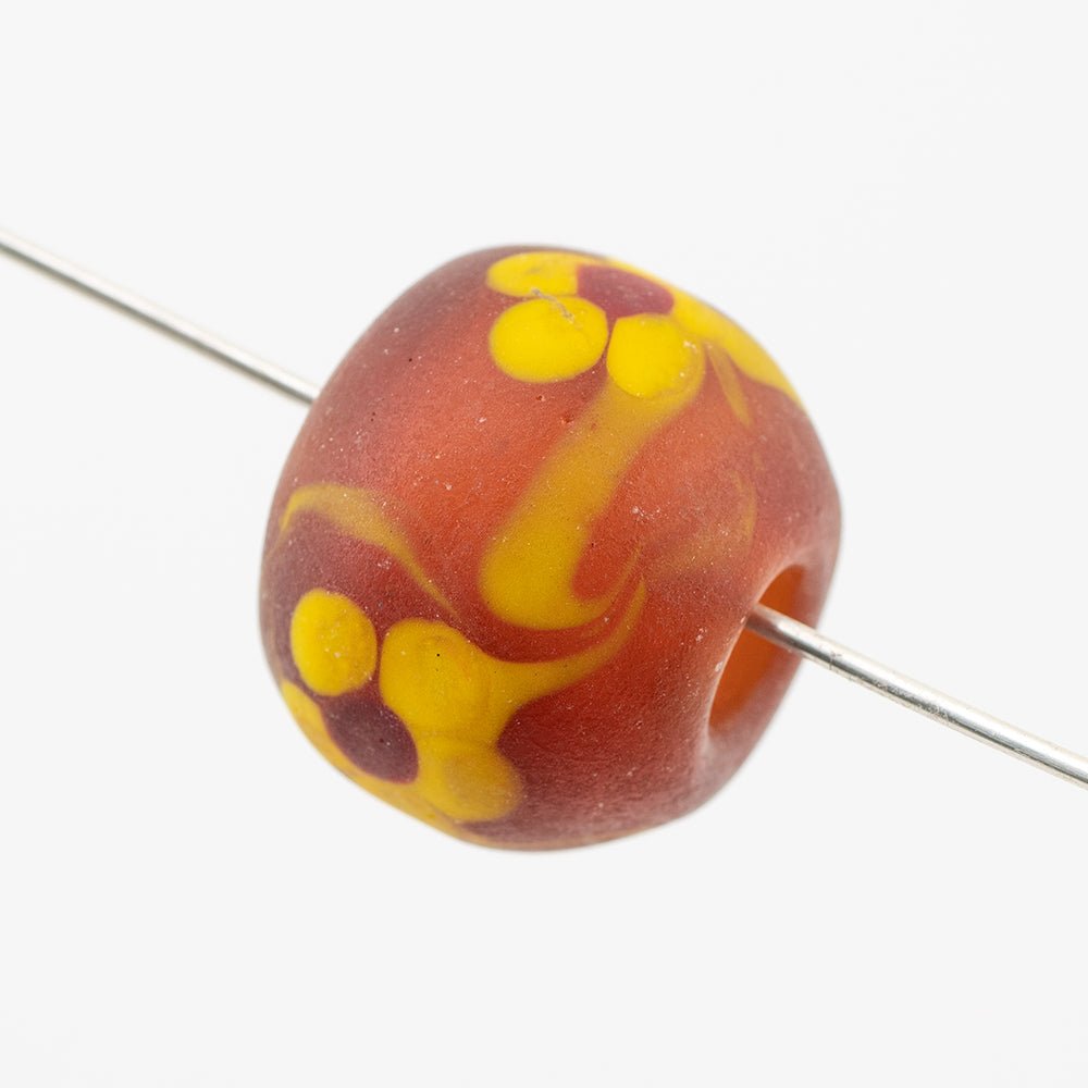 Hollow Marble - SM - Matte - Yellow Flower - Premium Glass Beads - Unicorne Beads