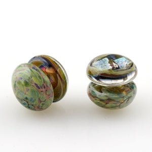 Large Domed YoYos - Peachy Keen - Handmade Glass Beads - Unicorne Beads
