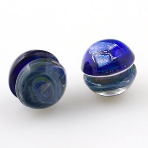 Large Domed YoYos - Stormy Skies - Handmade Glass Beads - Unicorne Beads