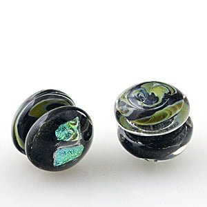 Large Domed YoYos - Tourmaline - Handmade Glass Beads - Unicorne Beads