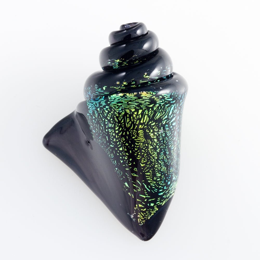 Large Nobilis Seashell Bead - Ebony Gold - Handmade Glass Beads - Unicorne Beads