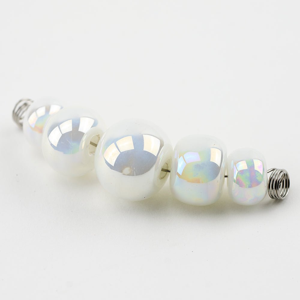 Marble Beads - Luster - White Hot - Handmade Glass Beads - Unicorne Beads