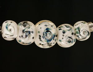 Marble Beads - Night Out - Handmade Glass Beads - Unicorne Beads