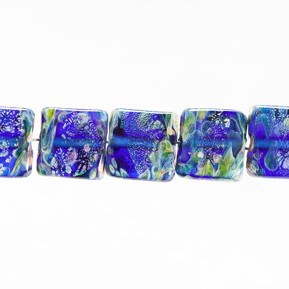 Mini Tile Beads - Midnight Skies - Handmade Glass Beads - Unicorne Beads