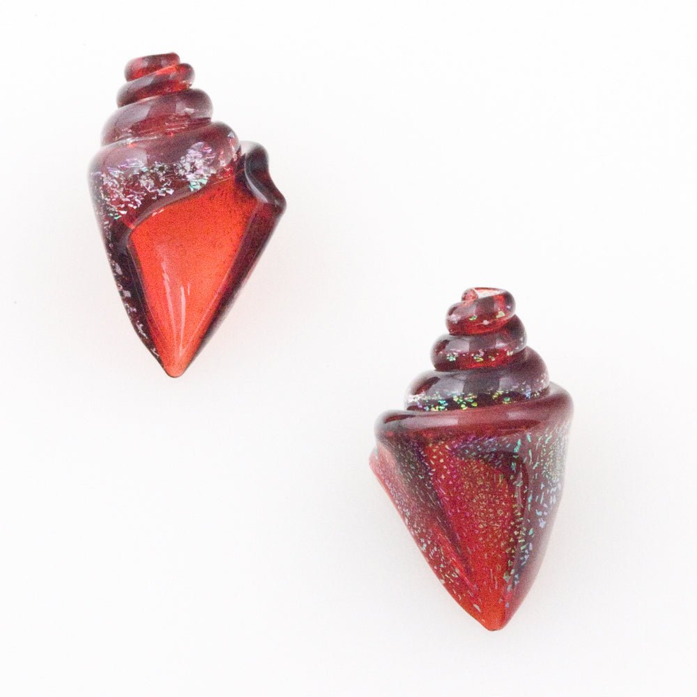 Nobilis Seashell Beads - Small - Ruby Rainbow - Handmade Glass Beads - Unicorne Beads