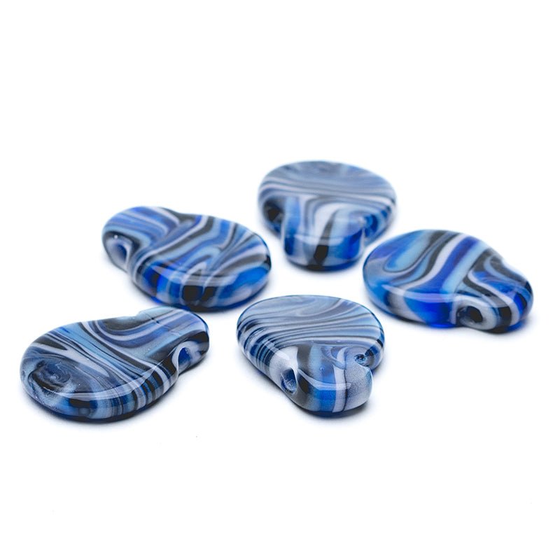 Paddle Bead - Cobalt Swirl - Handmade Glass Beads - Unicorne Beads