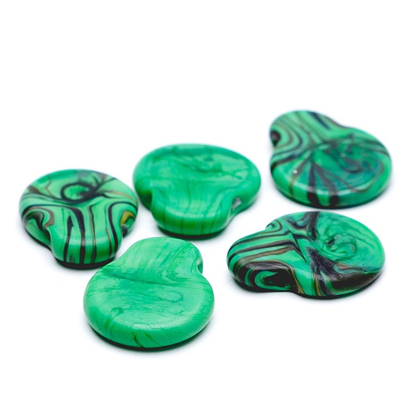 Paddle Bead - Emerald Haze - Handmade Glass Beads - Unicorne Beads