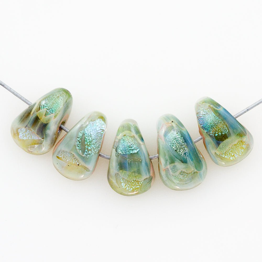 Petal Beads - Silver Springs - Handmade Glass Beads - Unicorne Beads