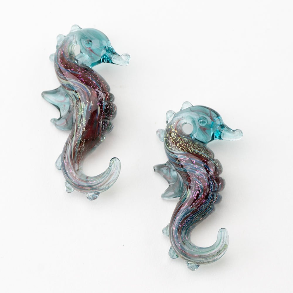Seahorse Beads - Balmy Beach - Handmade Glass Beads - Unicorne Beads