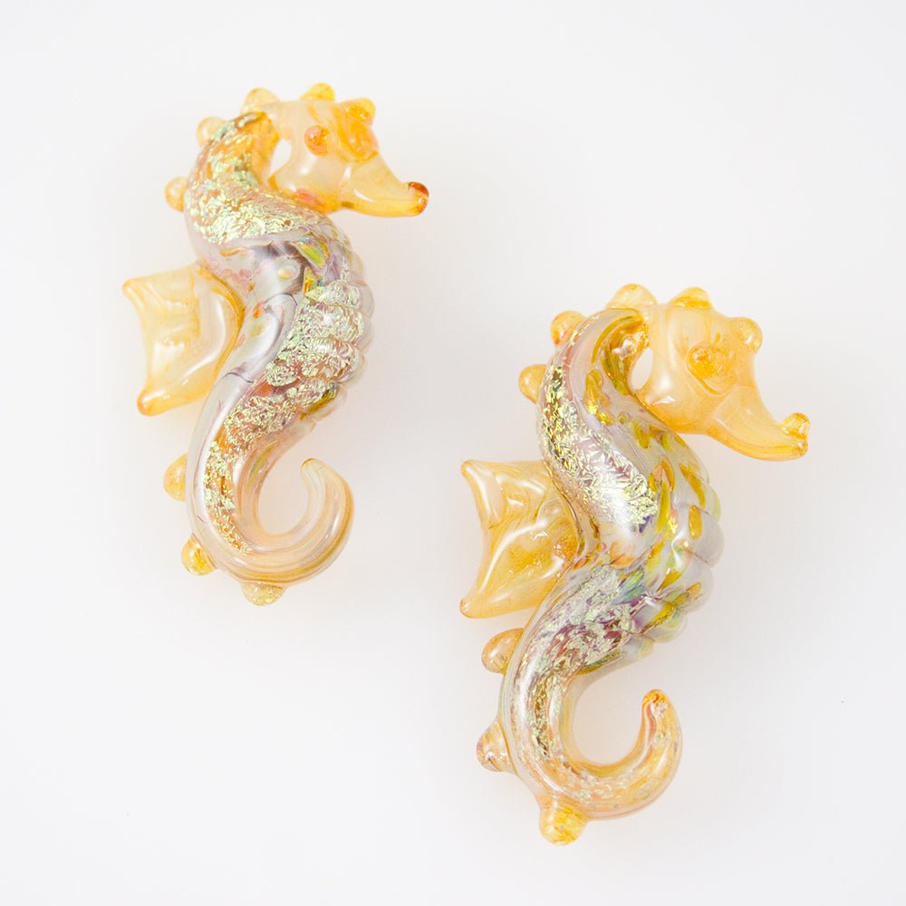 Seahorse Beads - Champagne - Handmade Glass Beads - Unicorne Beads