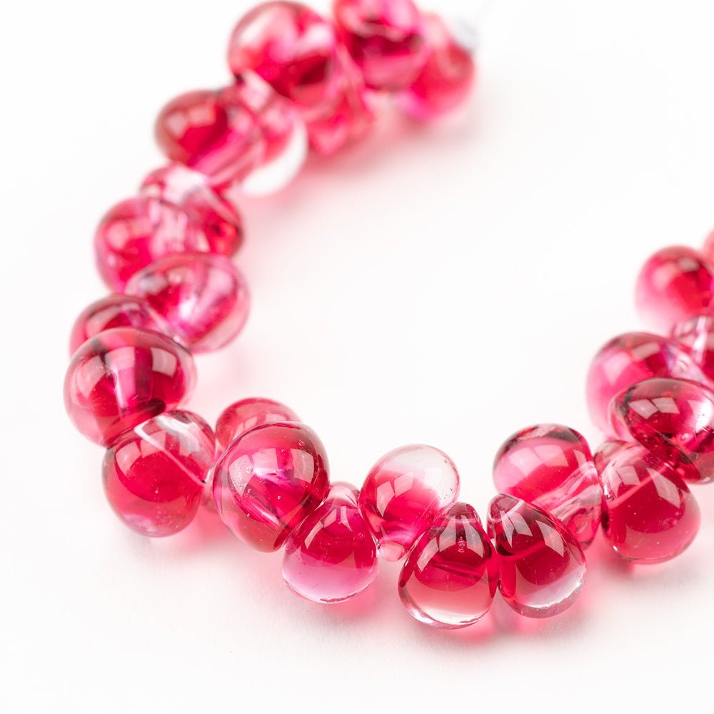Teardrop Beads - 80s Pink - Handmade Glass Beads - Unicorne Beads