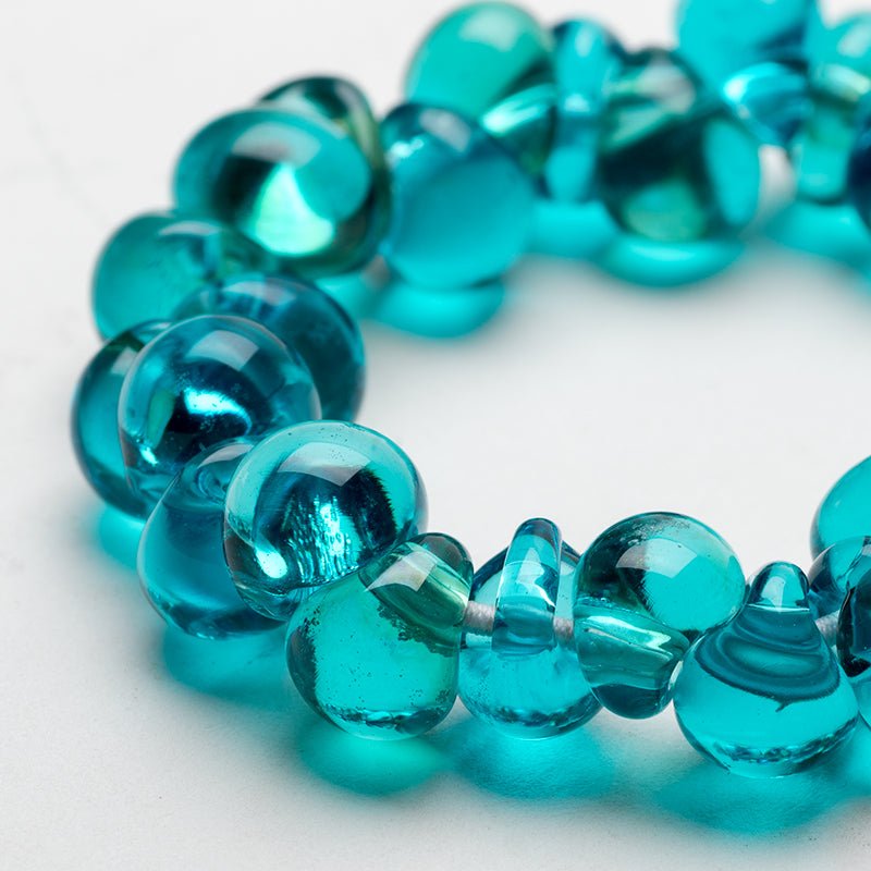 Teardrop Beads - Bleu - Handmade Glass Beads - Unicorne Beads