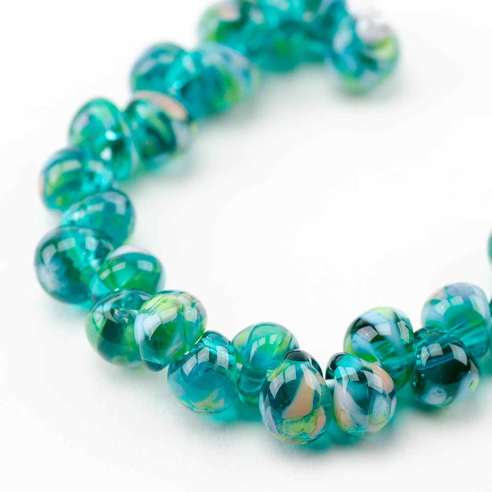 Teardrop Beads - Capri Sea - Handmade Glass Beads - Unicorne Beads