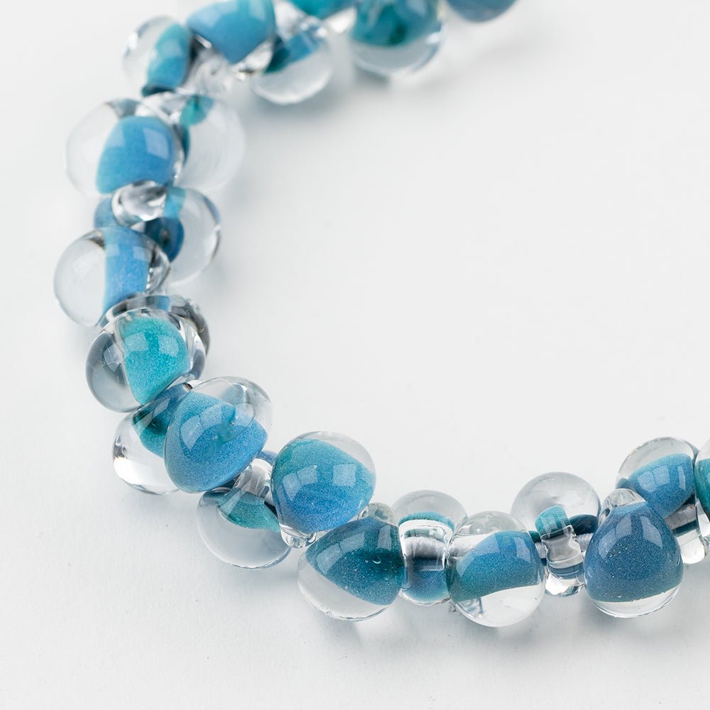 Teardrop Beads - Dark Sky Blue - Handmade Glass Beads - Unicorne Beads