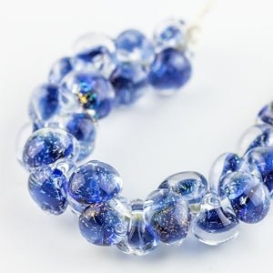 Teardrop Beads - Glitter - Amethyst Abyss - Handmade Glass Beads - Unicorne Beads