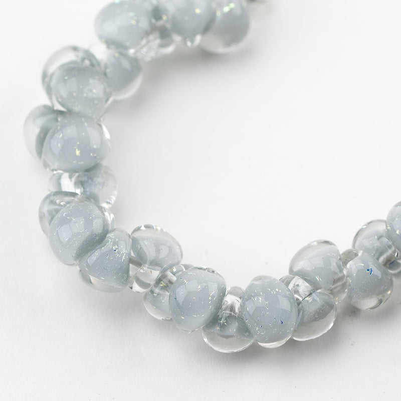 Teardrop Beads - Glitter - Winter Wonderland - Handmade Glass Beads - Unicorne Beads