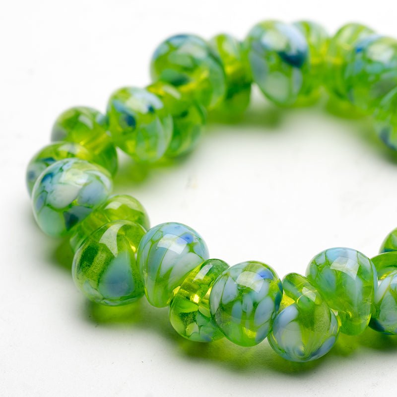 Teardrop Beads - Green Island - Handmade Glass Beads - Unicorne Beads