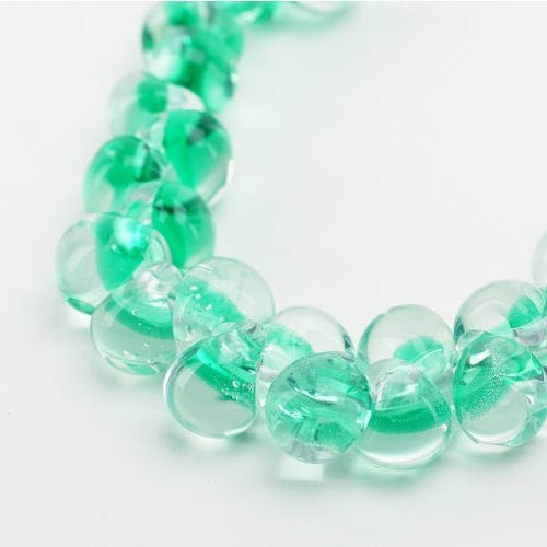 Teardrop Beads - Limited Edition - Green Leaf - Handmade Glass Beads - Unicorne Beads
